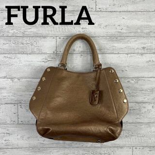 フルラ(Furla)の美品　フルラ　2way 拡張サイドボタン　ハンドバッグ　レザー　ゴールド(ハンドバッグ)