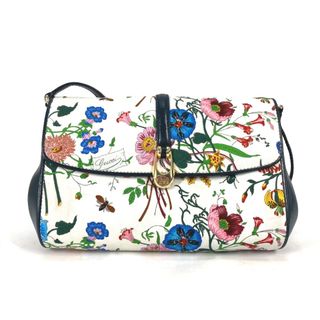 グッチ(Gucci)のグッチ GUCCI フローラ 花柄 フラワー ヴィンテージ カバン ポシェット 斜め掛け ショルダーバッグ レザー/キャンバス マルチカラー(ショルダーバッグ)