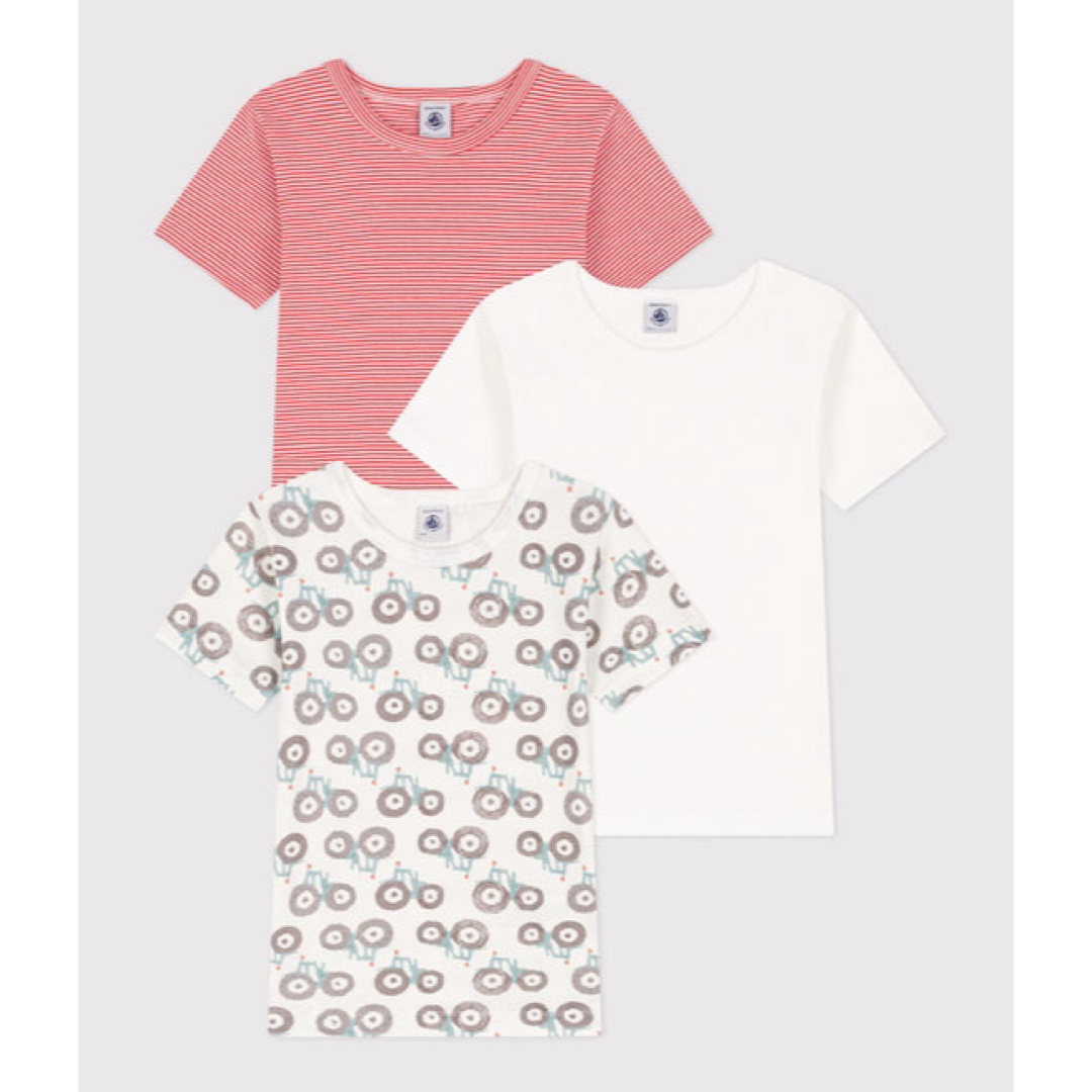 PETIT BATEAU(プチバトー)の新品未使用  プチバトー  半袖Tシャツ  3枚組  10ans キッズ/ベビー/マタニティのキッズ服男の子用(90cm~)(下着)の商品写真