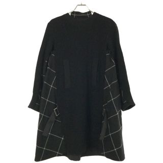 サカイ(sacai)のsacai サカイ 15AW チェック切替ニットワンピース ブラック 1 15-02305(ひざ丈ワンピース)