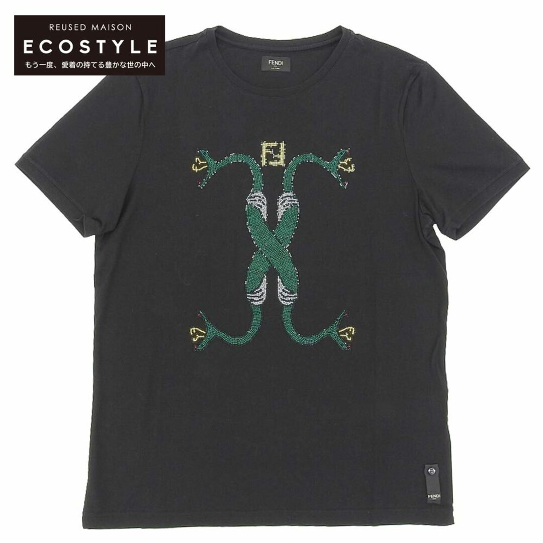 51cm袖丈フェンディ 美品 FENDI フェンディ Snake T-shirt トップス メンズ ブラック L FY0894 L