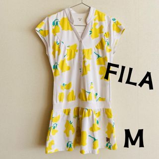 フィラ(FILA)のフィラ　M テニスウェア　ワンピース　レディース　ホワイト×イエロー花柄(ウェア)