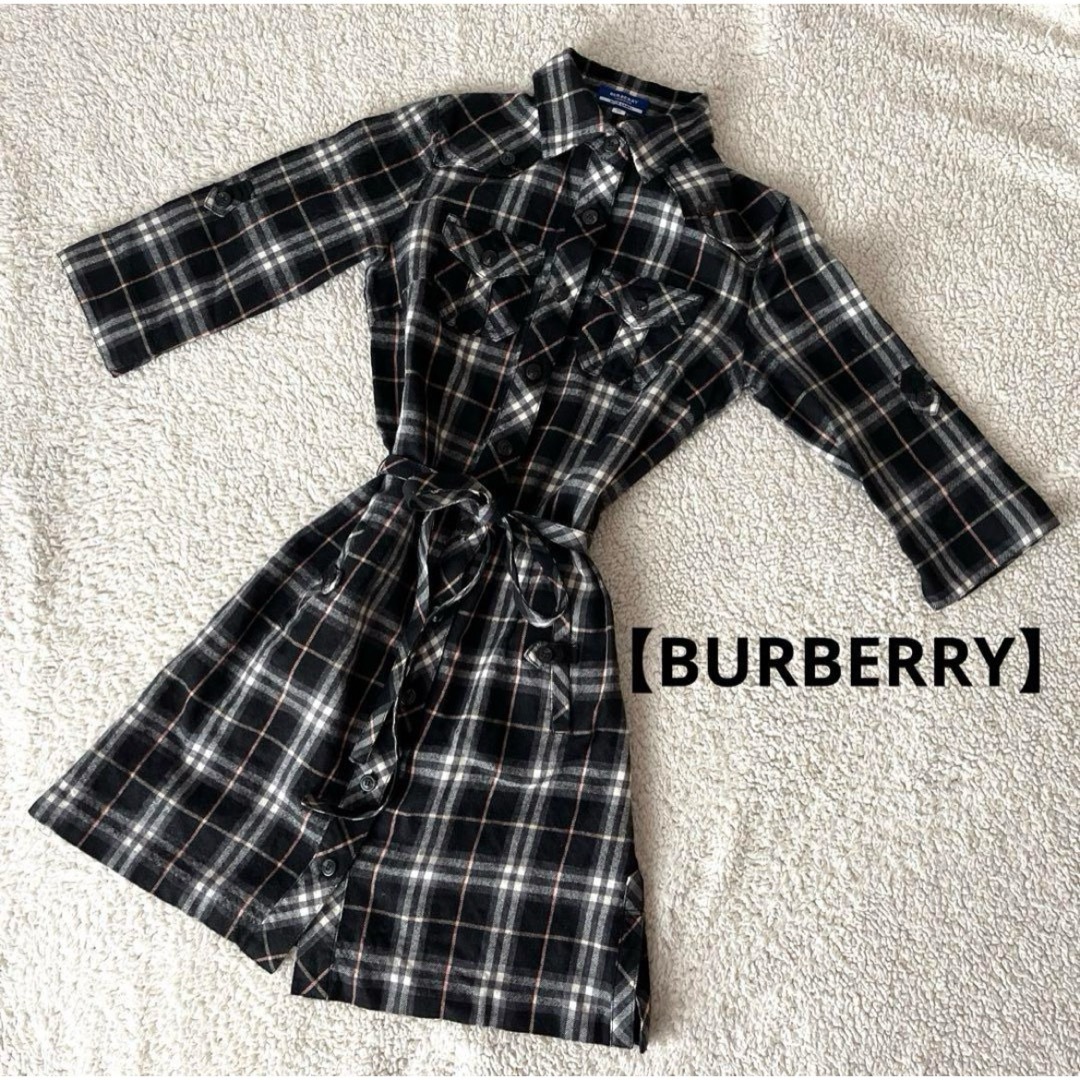 BURBERRY BLUE LABEL - 【BURBERRY】チェックシャツ M 38号 七分袖 毛 ...