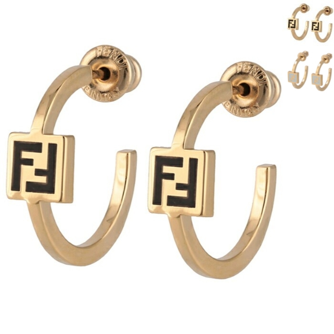 1cmカラーフェンディ FENDI フープピアス フォーエバー フェンディ FOREVER ハギーピアス エナメルFFロゴ 2024年春夏新作 8AH992 TL9