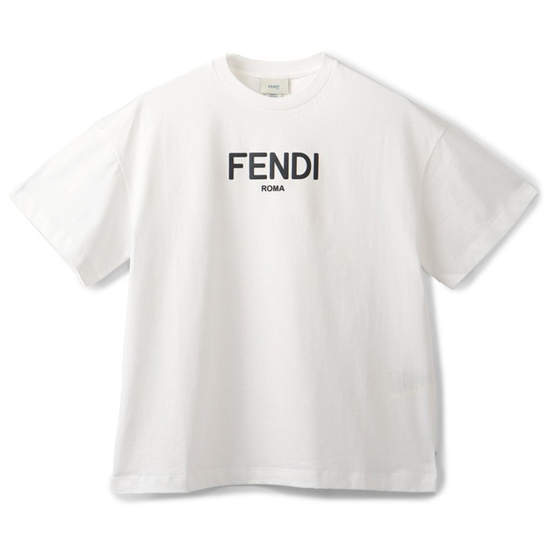 ホワイト×ブラック生産国フェンディ FENDI 【大人もOK】キッズ Tシャツ FENDI ROMA ロゴ クルーネック 半袖シャツ 2024年春夏新作 JUI137 7AJ F0ZNE