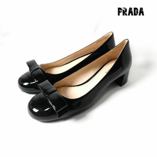 【極美品　比較的綺麗】PRADA プラダ　パンプス　ヒール　ステッチ レザー　黒