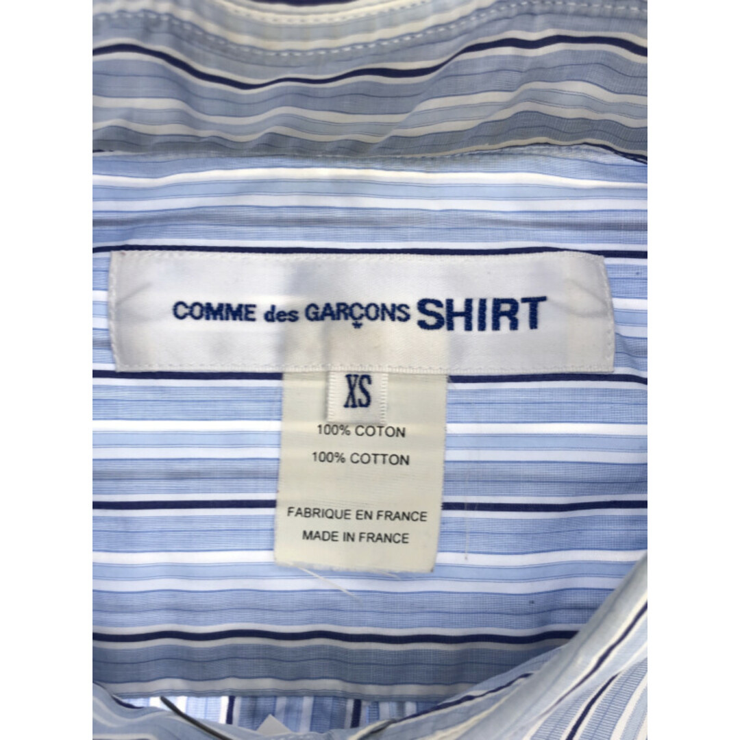 COMME des GARCONS(コムデギャルソン)のCOMME des GARCONS SHIRT コムデギャルソンシャツ ストライプ柄パッチワーク長袖シャツ ブルー×ミックスカラー XS S21057 メンズのトップス(シャツ)の商品写真