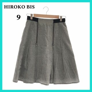 ヒロコビス(HIROKO BIS)のHIROKO BIS ヒロコビス スカート ひざ丈 フレア  ブラック 9(ひざ丈スカート)
