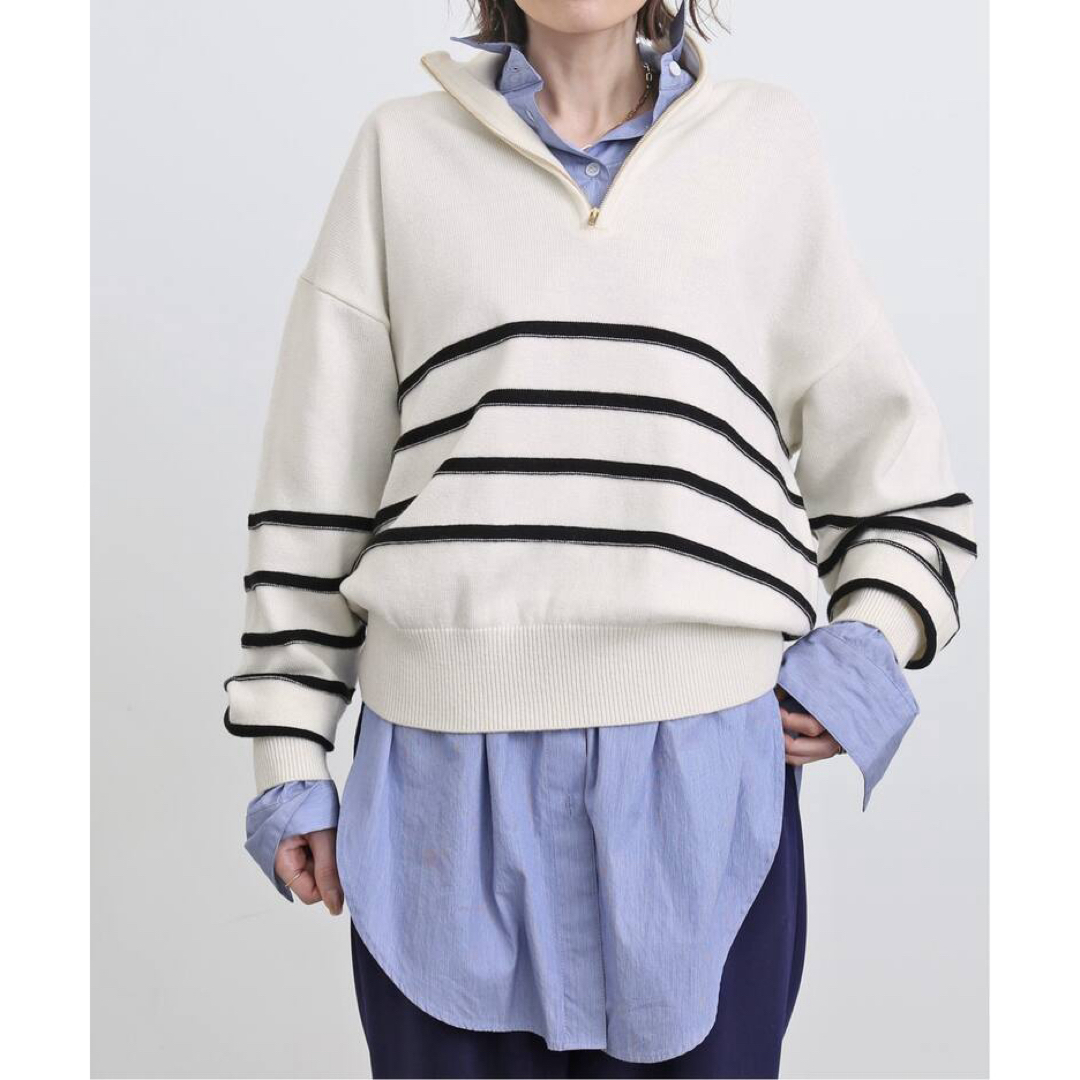 L'Appartement DEUXIEME CLASSE(アパルトモンドゥーズィエムクラス)のGOOD GRIEF/グッドグリーフBorder Zip Knit TOP レディースのトップス(ニット/セーター)の商品写真