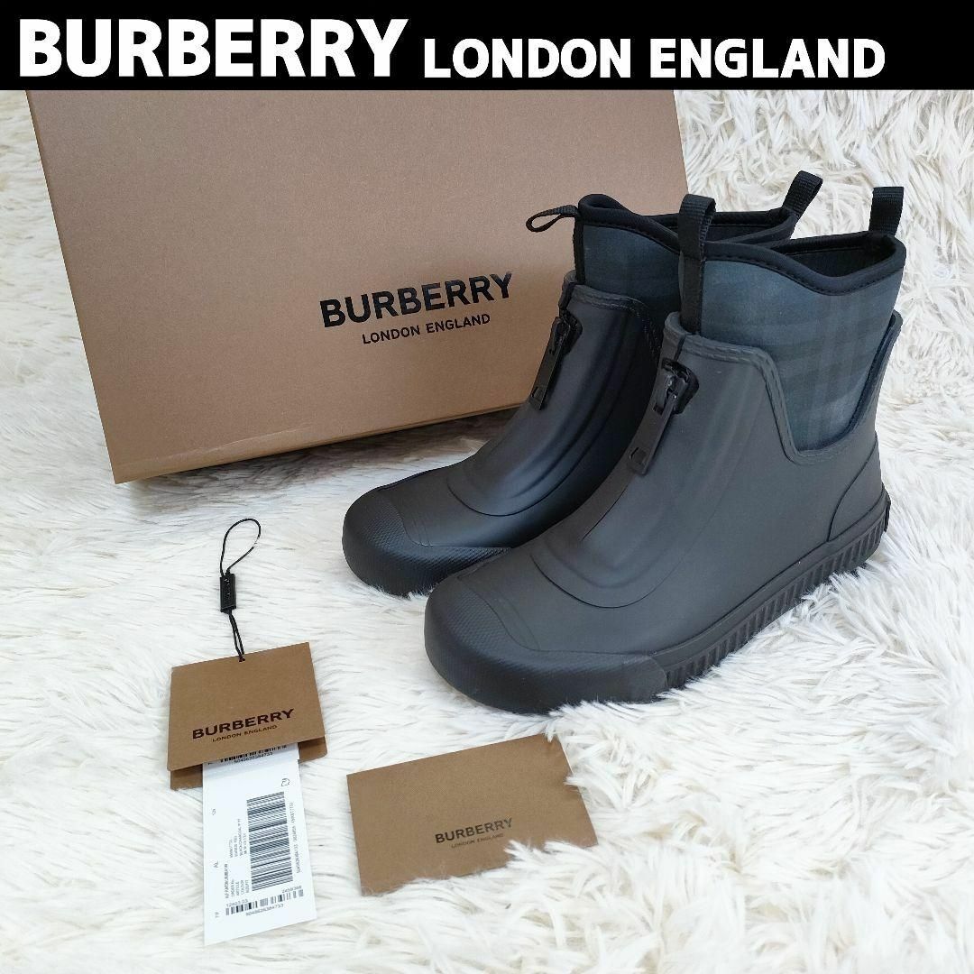 BURBERRY(バーバリー)のバーバリー レインブーツ ノバチェック ジップ ブラック 36 約23cm 箱付 レディースの靴/シューズ(レインブーツ/長靴)の商品写真