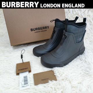 バーバリー(BURBERRY)のバーバリー レインブーツ ノバチェック ジップ ブラック 36 約23cm 箱付(レインブーツ/長靴)