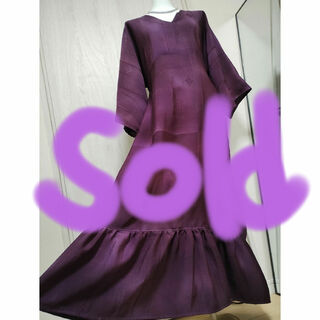 お取り置き中　艶のある紫　正絹シルクのラップワンピース　着物リメイク(着物)