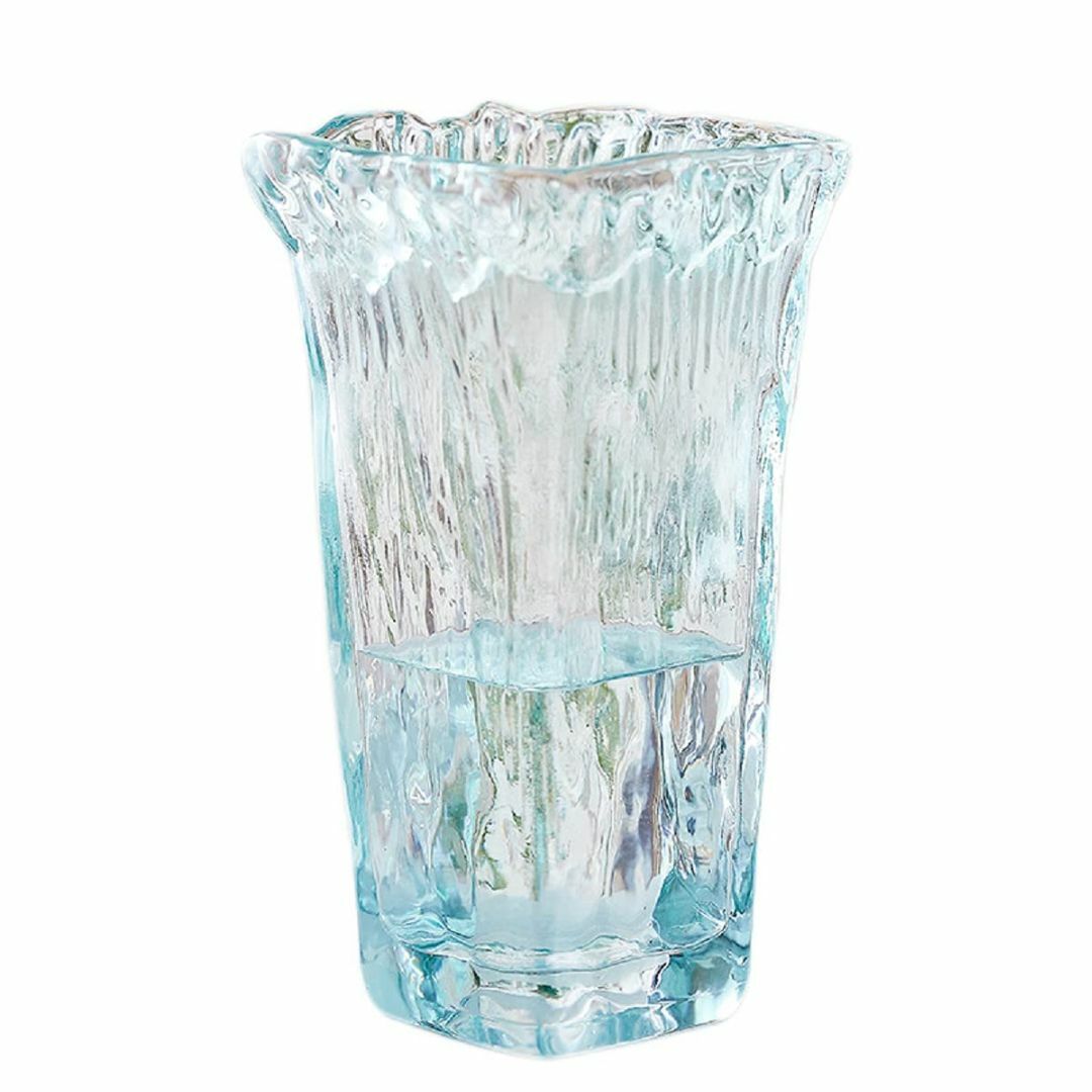 【色: ブルー】花瓶 ガラス おしゃれ 広口 花瓶 北欧 ブルー フラワーベースガラス色