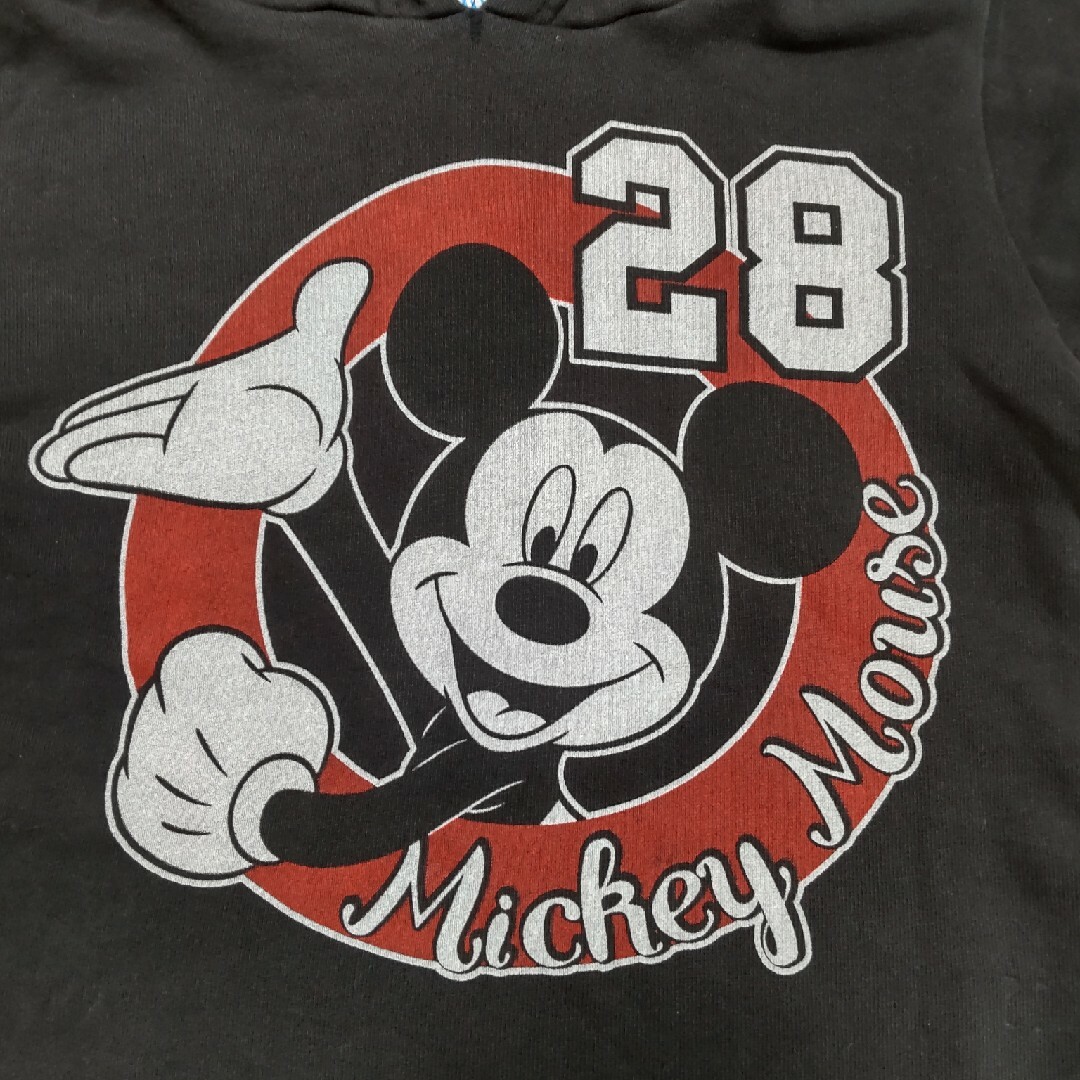 Disney(ディズニー)のミッキー パーカー 100 黒 グレー キッズ/ベビー/マタニティのキッズ服男の子用(90cm~)(Tシャツ/カットソー)の商品写真