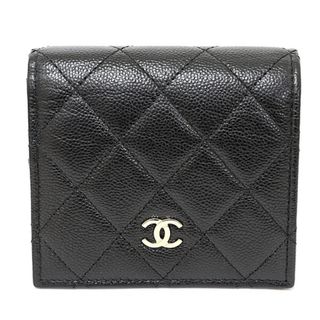 シャネル(CHANEL)のシャネル CHANEL マトラッセ スモールウォレット 二つ折り財布 ココマーク キャビアスキン AP3178 ブラック ライトゴールド金具 未使用(財布)