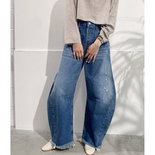 パーリーゲイツ 21AW デニムパンツ スリム スキニー 総柄 0 S ピンク23cm裾幅