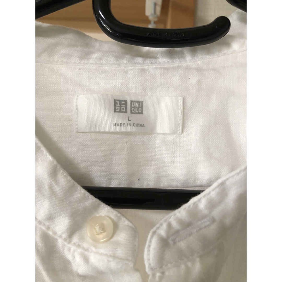 UNIQLO(ユニクロ)のUNIQLO  メンズ　プレミアムリネン　スタンドカラーシャツ ホワイト L メンズのトップス(シャツ)の商品写真