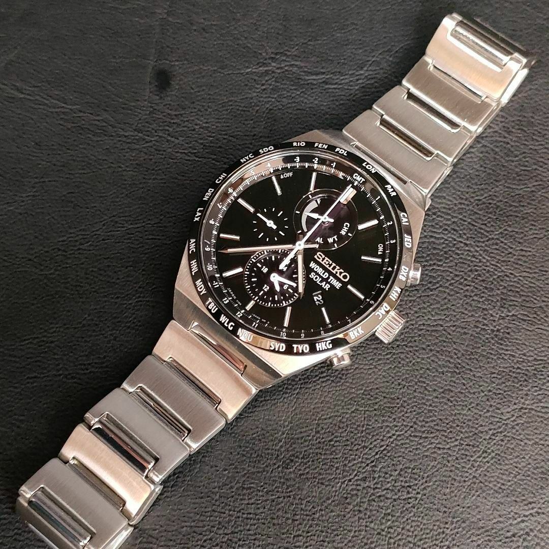 Erupur時計アクセサリー極美品【稼働品】SEIKO　セイコー　ワールドタイム　V195　ブルー　シルバー