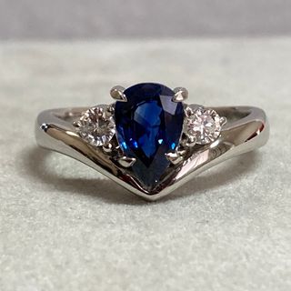 Pt900 1.24ct 美しいサファイア　ダイヤモンド　リング(リング(指輪))