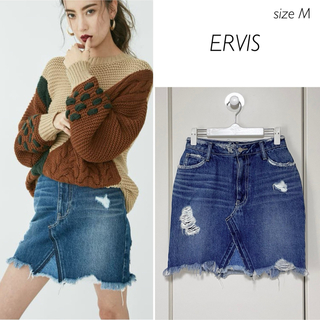 エヴリス(EVRIS)の【1回のみ着用】EVRIS ダメージタイトデニムスカート(ミニスカート)