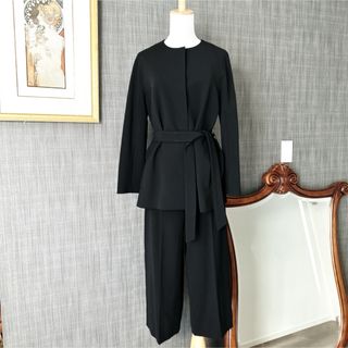 マックスマーラ(Max Mara)の美品　Maxmará マックスマーラ　ベルト付　ジョーゼット　スーツ　パンツ(スーツ)