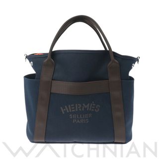 エルメス(Hermes)の中古 エルメス HERMES ユニセックス 2WAYバッグ ネイビー/オレンジ /パラジウム金具 キャンバス(トートバッグ)