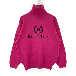 美品 バレンシアガ ALLOVER LOGO CREW NECK KNIT ニット 657401 T3200 コットン ウール メンズ BALENCIAGA 【1-0116404】