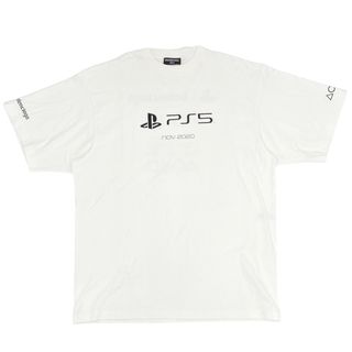 バレンシアガ(Balenciaga)のBALENCIAGA バレンシアガ 半袖Ｔシャツ PS5コラボ クルーネック トップス オーバーサイズ ロゴ アパレル XXSサイズ 651795 TKVF3 9040 ホワイト 白 ブラック 黒 コットン    メンズ 美品【中古品】(Tシャツ/カットソー(半袖/袖なし))