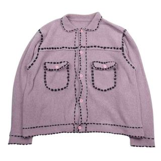 フィンガリン PHINGERIN 23AW PD-232-KN-021 PG1 KNIT ニット ステッチ カーディガン ピンク系 M【中古】(カーディガン)