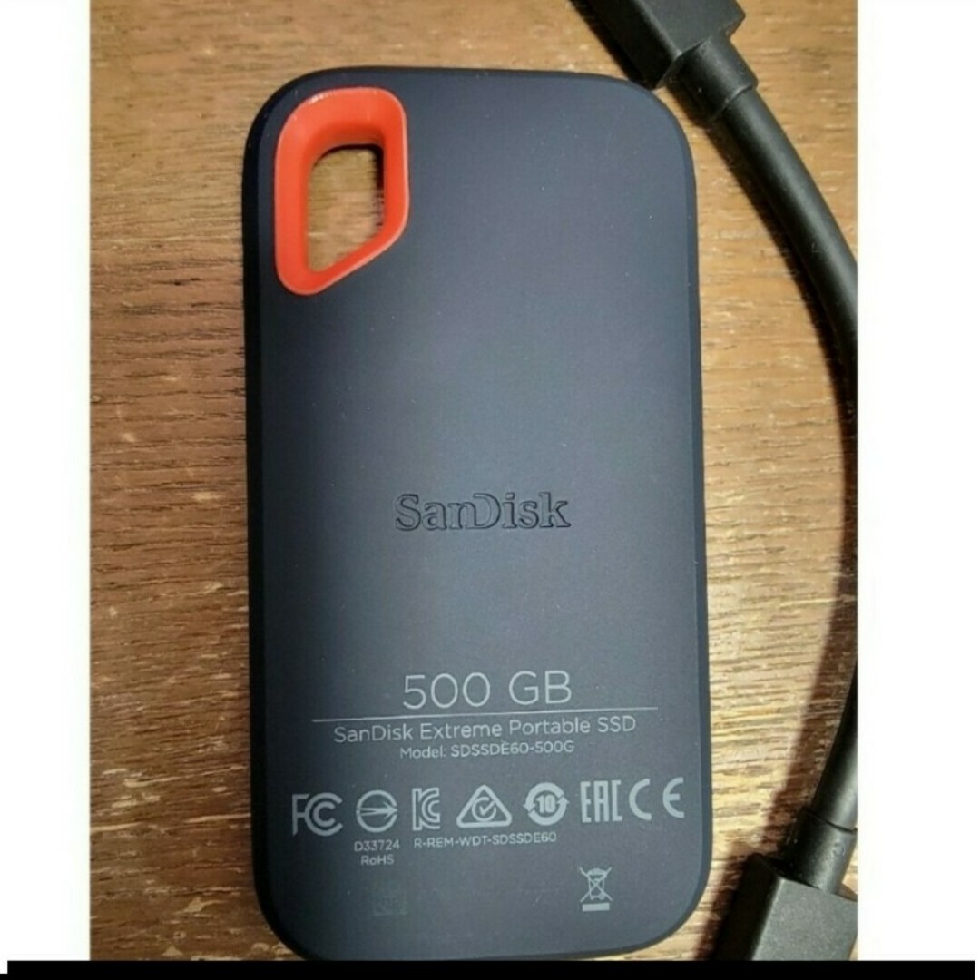 SanDisk(サンディスク)のSanDisk SSD 外付け 500GB USB3.2Gen2★１度使用美品 スマホ/家電/カメラのPC/タブレット(PC周辺機器)の商品写真