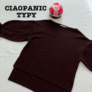 チャオパニックティピー(CIAOPANIC TYPY)のチャオパニックティピー　トップス　5分袖　ブラウン　レディース　フリーサイズ無地(カットソー(長袖/七分))