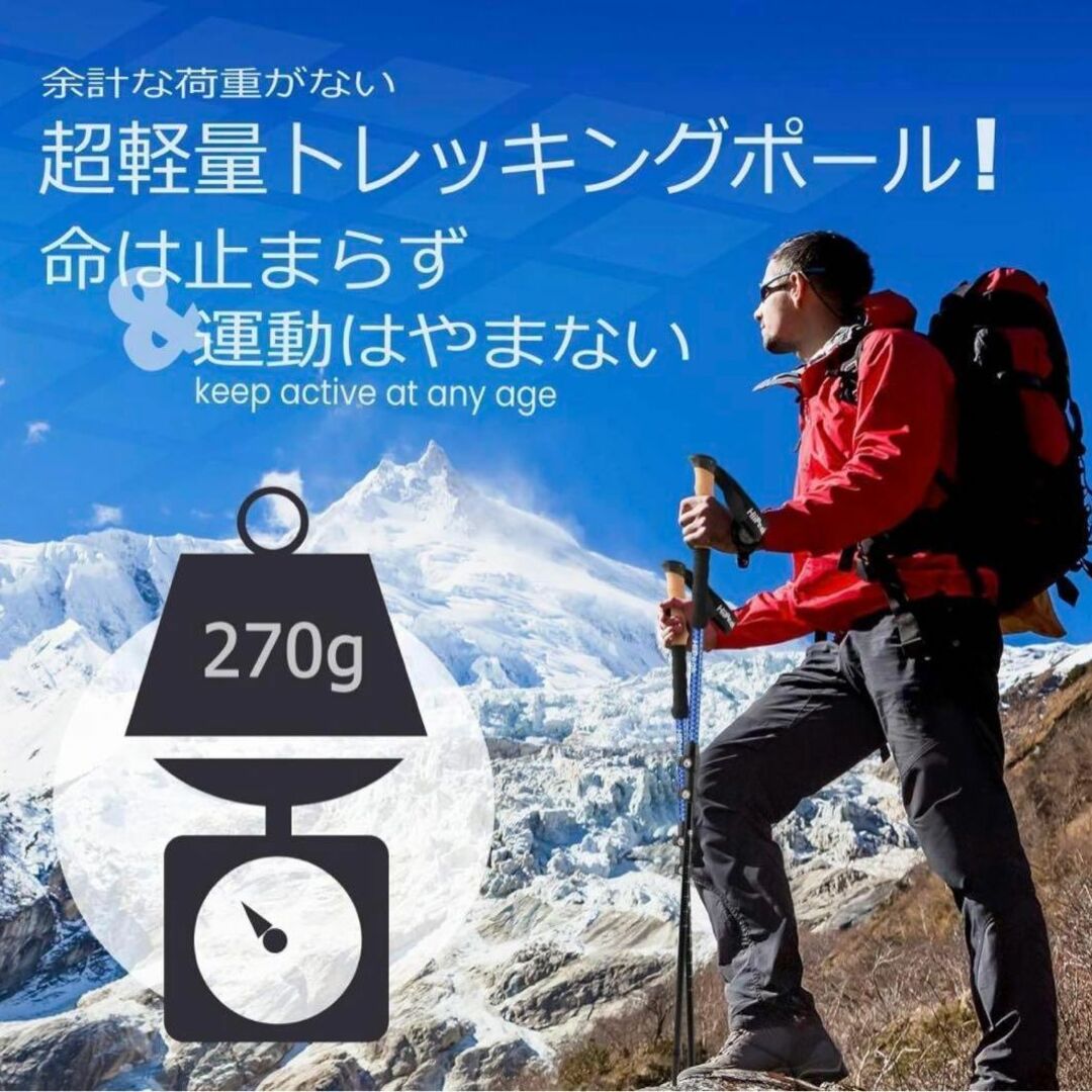 トレッキングポール 登山杖 登山ポール 紫　ストック　ハイキング　ウォーキング スポーツ/アウトドアのアウトドア(登山用品)の商品写真