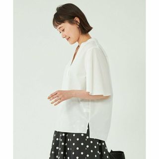 ユナイテッドアローズグリーンレーベルリラクシング(UNITED ARROWS green label relaxing)の【WHITE】ブロード フェイクパールボタン フレア スリーブ シャツ(シャツ/ブラウス(長袖/七分))