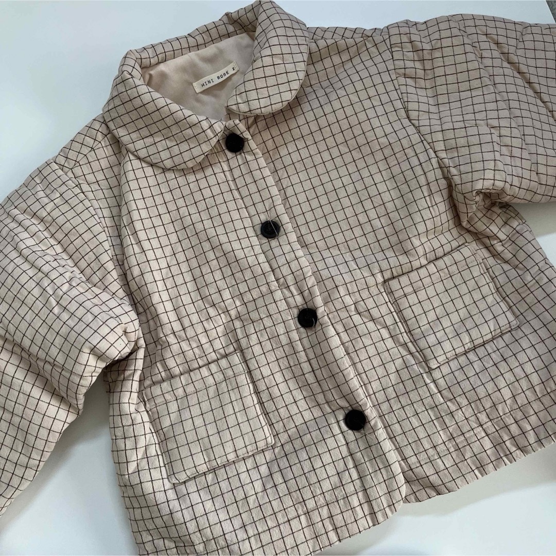 mini robe round collar check jacket Mサイズ キッズ/ベビー/マタニティのキッズ服男の子用(90cm~)(ジャケット/上着)の商品写真