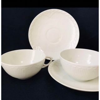 ロイヤルコペンハーゲン(ROYAL COPENHAGEN)のロイヤルコペンハーゲン　フルーテッドハーフレース   ホワイト　ティーカップ(食器)