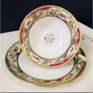 ノリタケ(Noritake)のオールドノリタケ  薔薇絵と金盛　赤紫　濃いピンク(食器)