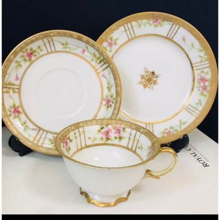 ノリタケ(Noritake)のオールドノリタケ 薔薇ガーランド　金盛　トリオ(食器)