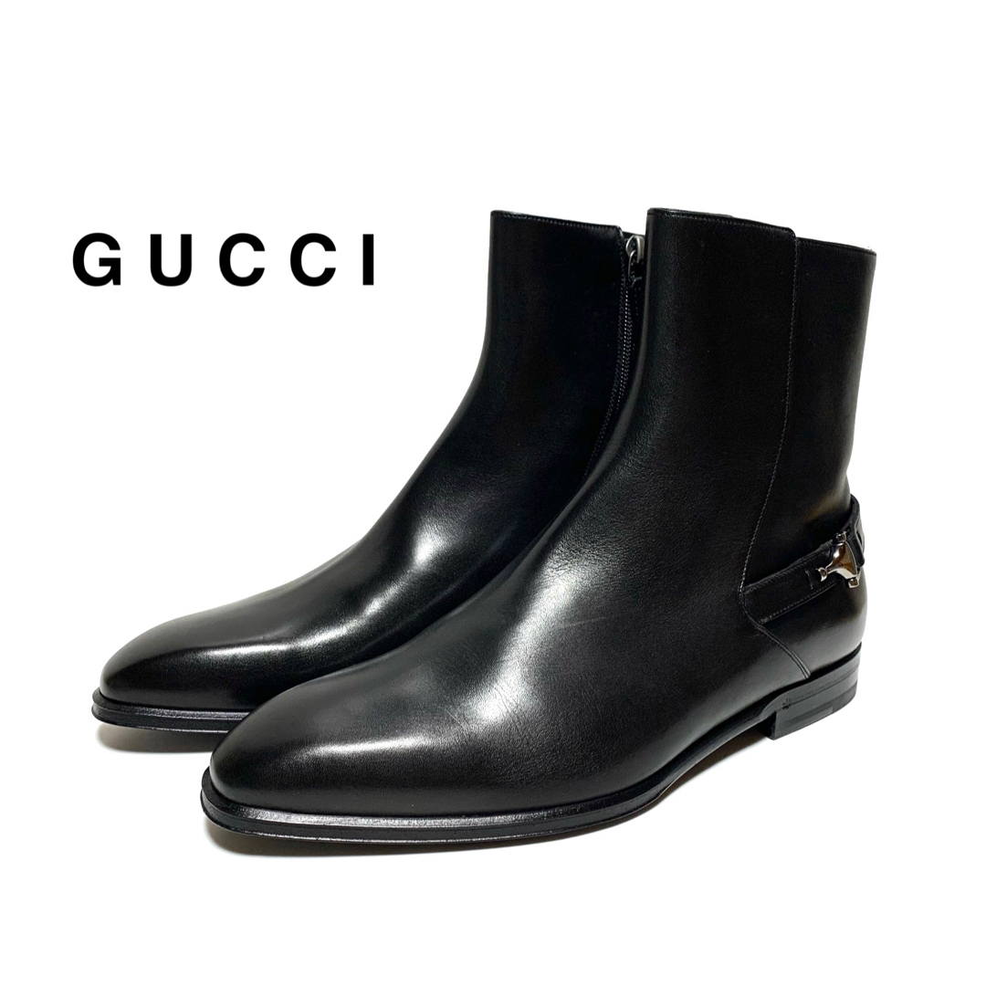 Gucci(グッチ)の☆未使用 グッチ ビット ストラップ レザー サイドジップ ブーツ イタリア製 メンズの靴/シューズ(ブーツ)の商品写真