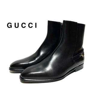 Gucci - ☆未使用 グッチ ビット ストラップ レザー サイドジップ ブーツ イタリア製