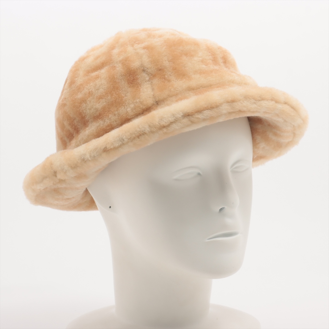 FENDI(フェンディ)のフェンディ ズッカ ファー×コットン M ベージュ レディース ハット レディースの帽子(ハット)の商品写真