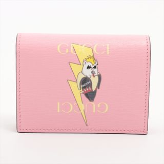 グッチ(Gucci)のグッチ ばなにゃ レザー  ピンク レディース コンパクトウォレット(財布)