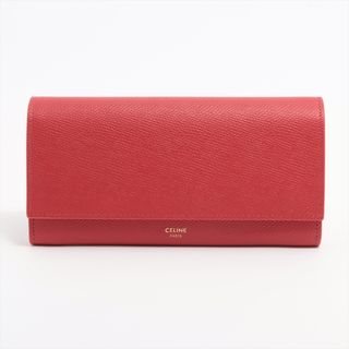 セリーヌ(celine)のセリーヌ ラージフラップ レザー  レッド レディース 長財布(財布)