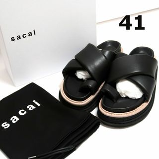 42　SACAI 22SS ピアス レザー サンダル 　定価69300円　新品靴/シューズ