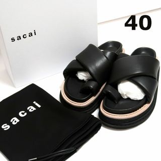 40 新品 Sacai レザー プラットフォーム サンダル ブラック スライド