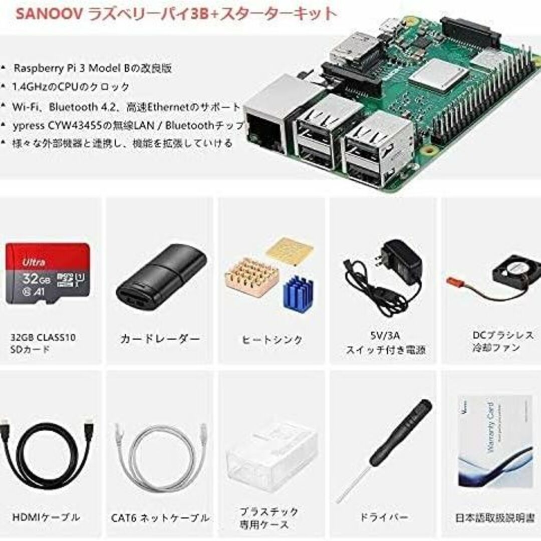 Raspberry Pi 3 Model b+ ラズベリーパイ3b+ 32GB スマホ/家電/カメラのPC/タブレット(デスクトップ型PC)の商品写真