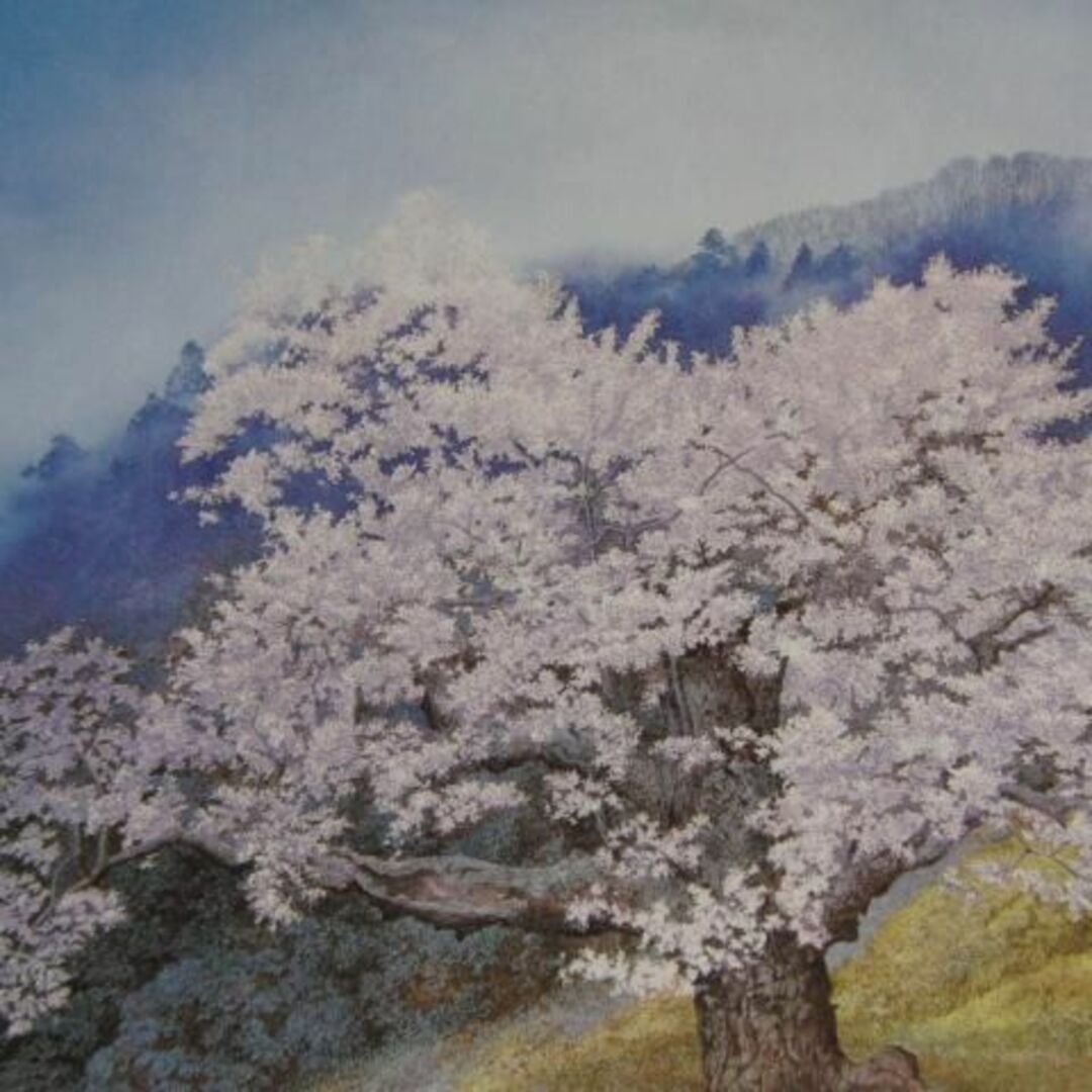 田中芳照、仙桜雨景、希少な画集より、新品高級額、額装付、状態良好絵画/タペストリー