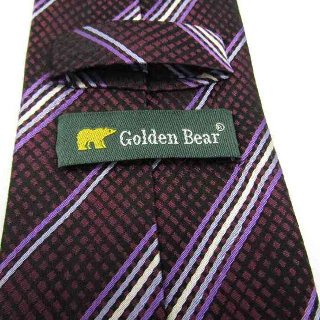 Golden Bear(ゴールデンベア)のゴールデンベア ブランド ネクタイ シルク ストライプ柄 メンズ パープル Golden Bear メンズのファッション小物(ネクタイ)の商品写真