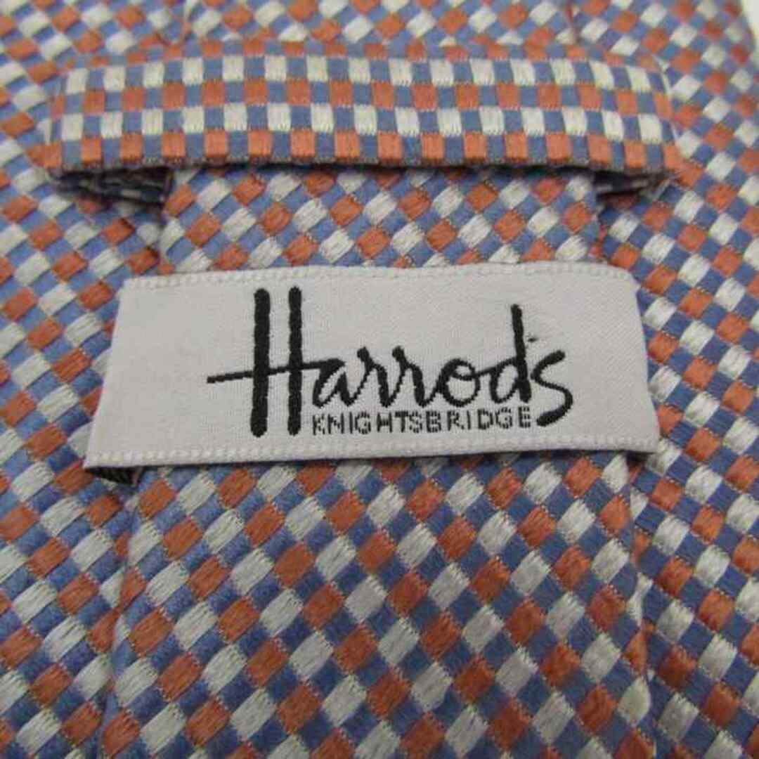 Harrods(ハロッズ)のハロッズ ブランド ネクタイ シルク チェック柄 格子柄 ハンドメイド メンズ ブルー Harrods メンズのファッション小物(ネクタイ)の商品写真