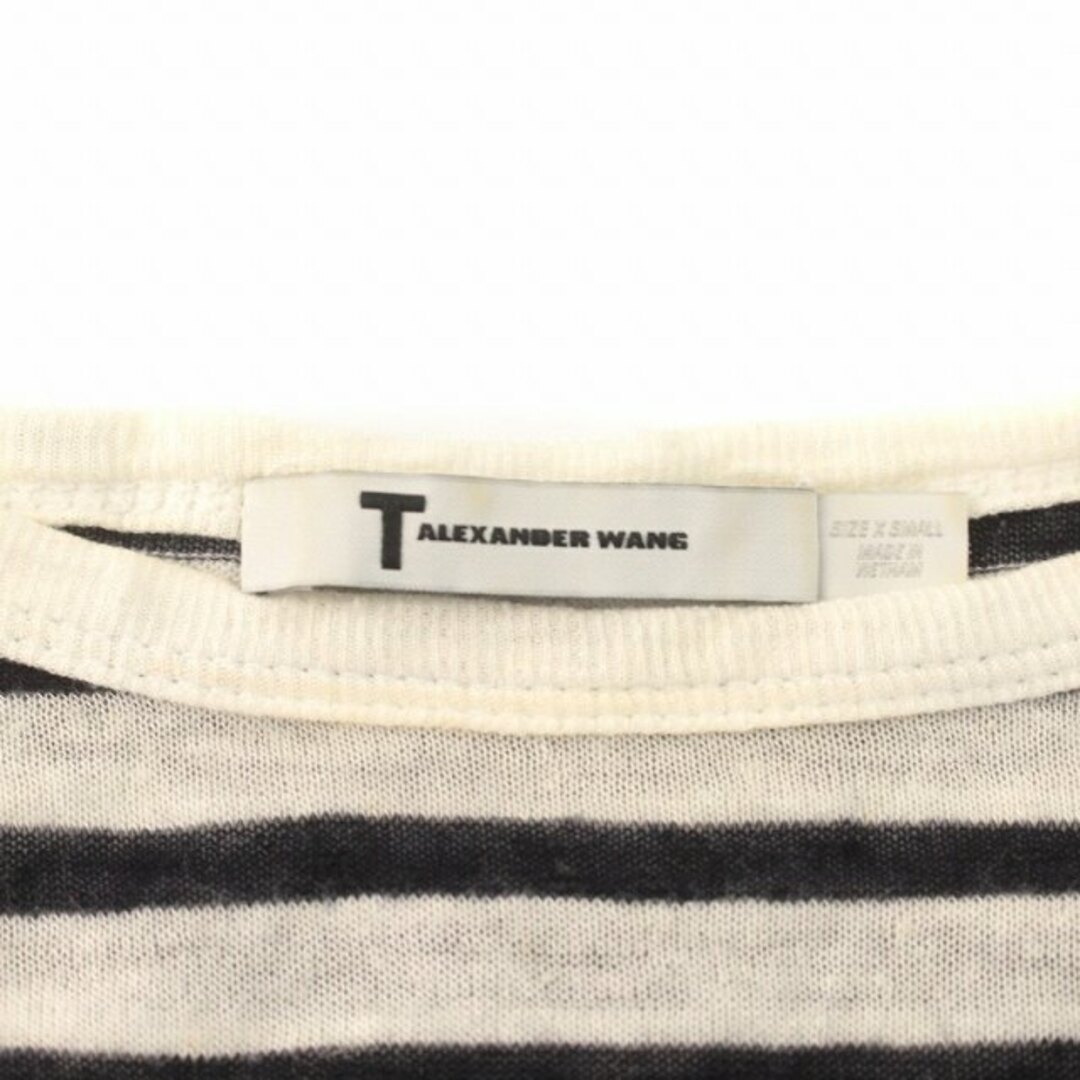 ティーバイアレキサンダーワン Tシャツ カットソー ボーダー柄 XS 白 黒 レディースのトップス(Tシャツ(長袖/七分))の商品写真