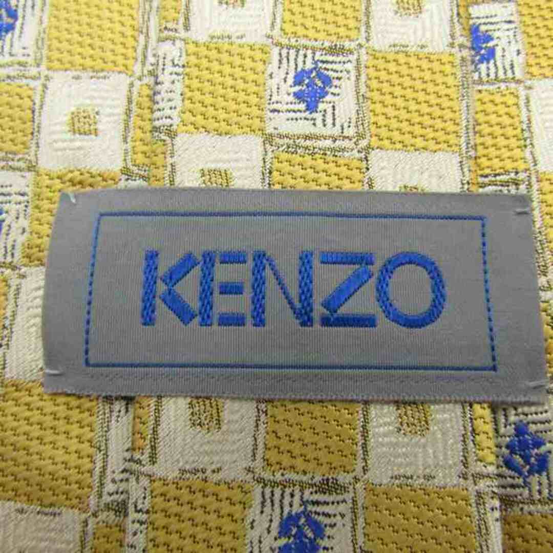 KENZO(ケンゾー)のケンゾー ブランド ネクタイ シルク チェック柄 小紋柄 メンズ イエロー KENZO メンズのファッション小物(ネクタイ)の商品写真